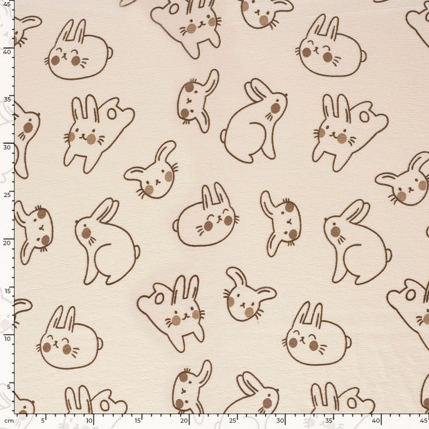 Terry Crepe fabric Rabbits Off White