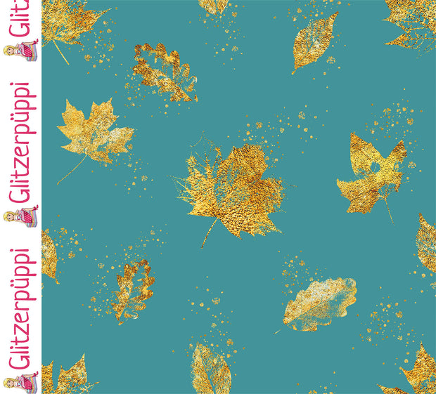 Jogging fabric Leaves Dark Mint