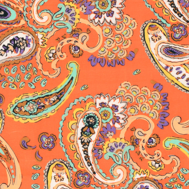 Cotton Satin fabric Abstract Coral