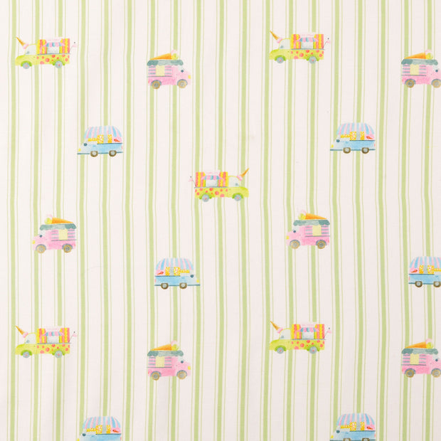 Cretonne fabric Vehicles Dark Mint
