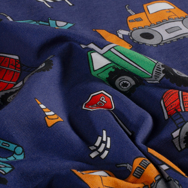 French Terry fabric Vehicles Indigo
