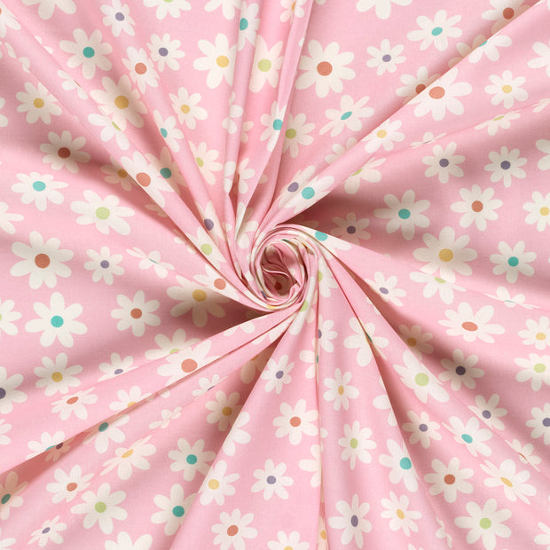 Cotton Poplin fabric Pink printed 