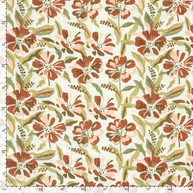 Muslin bounded fabric Leopards Off White