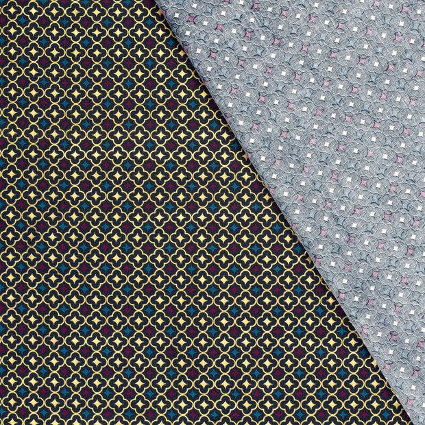 Cotton Poplin fabric Abstract printed and foil 