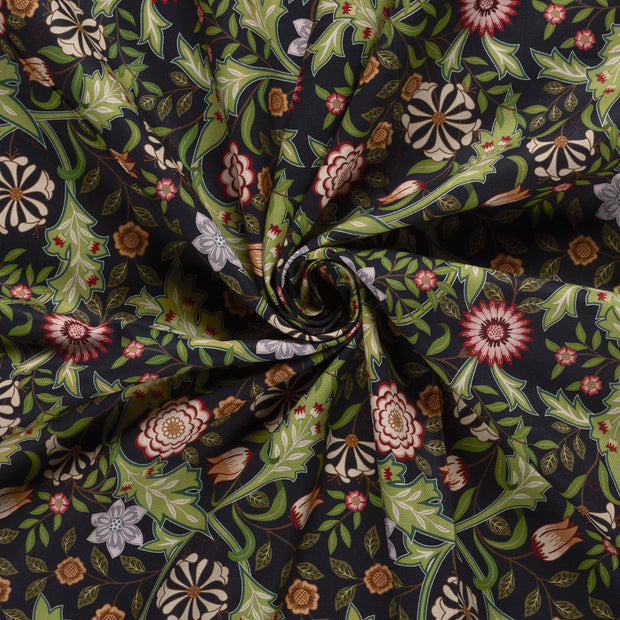 Panama fabric Green digital printed 