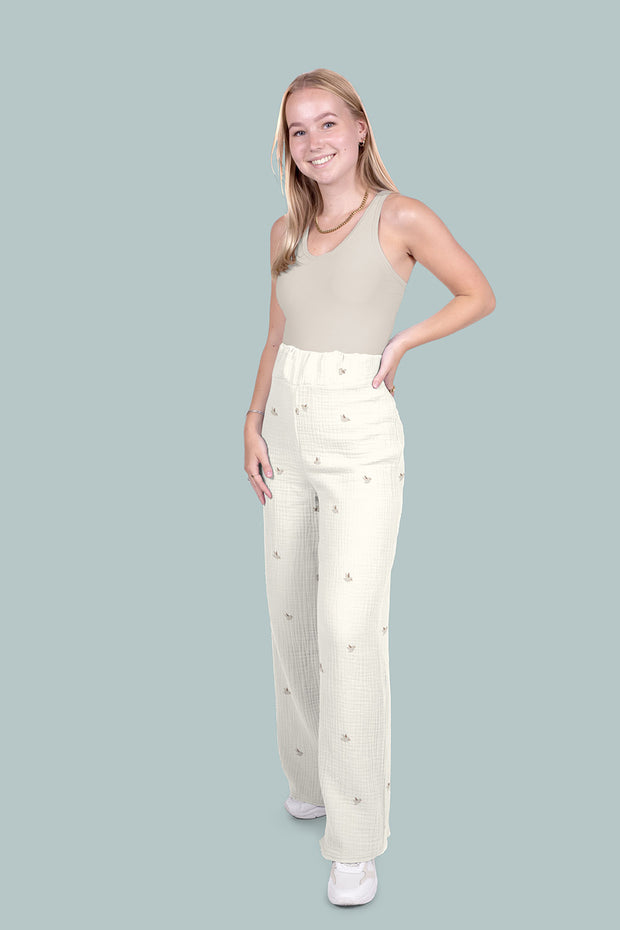 Muslin fabric Abstract Off White