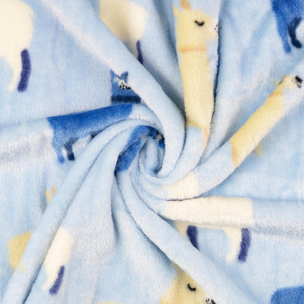 Fleece fabric Sky Blue printed 