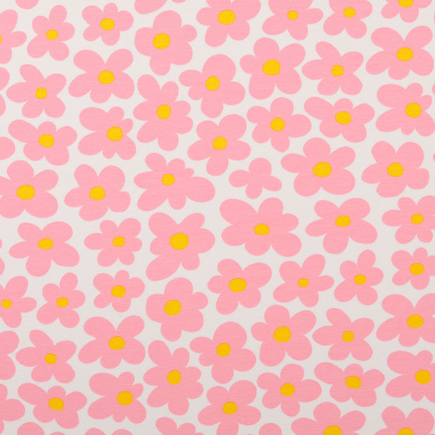 Jersey fabric Flowers Light Pink