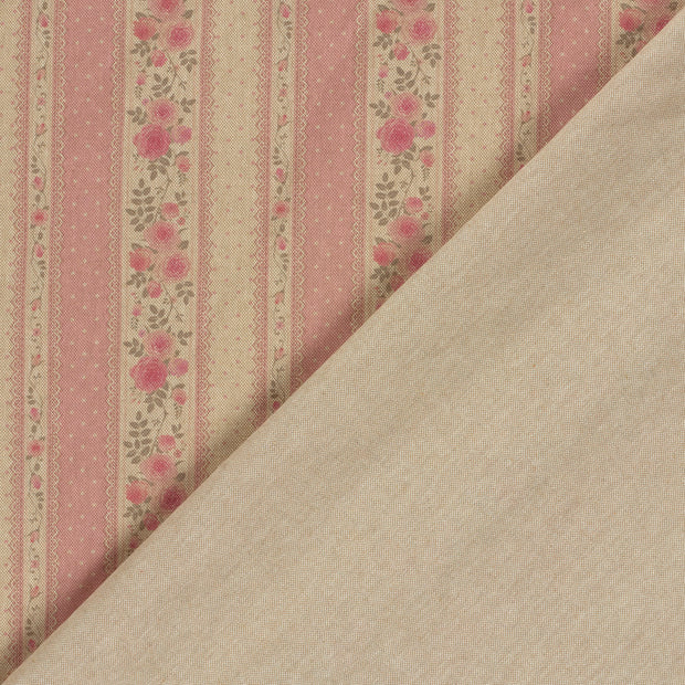 Linen Look fabric Roses digital printed 