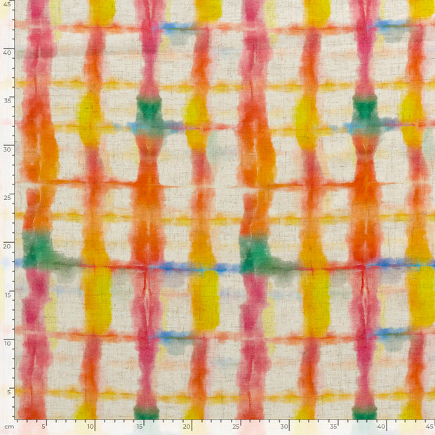 Woven Viscose Linen fabric Abstract Off White