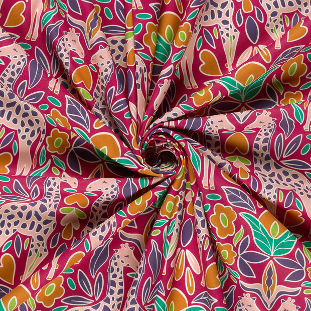 Cotton Poplin fabric Pink printed 