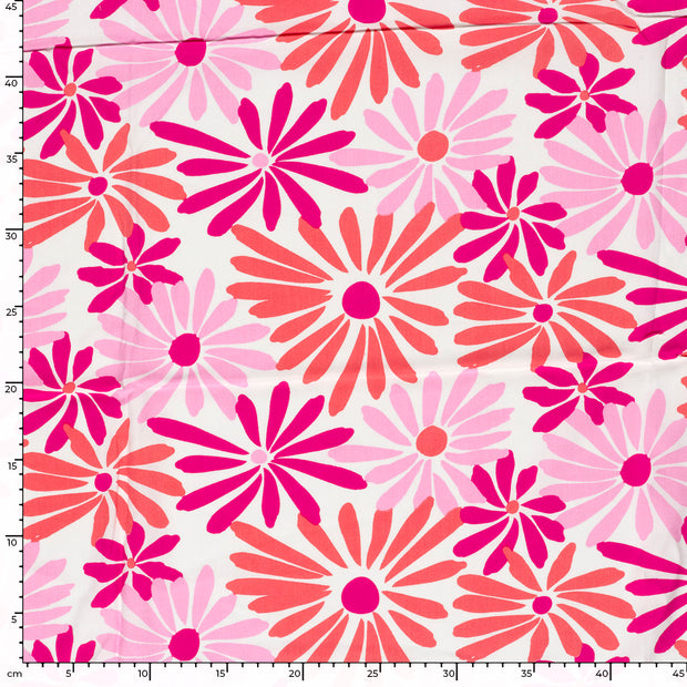 Bambus Poplin fabrik Blumen Rosa