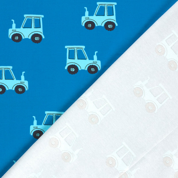Jersey fabric Tractors printed 