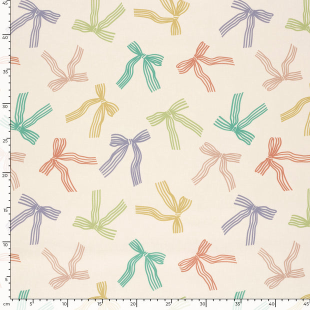 Cotton Poplin fabric Writings Off White