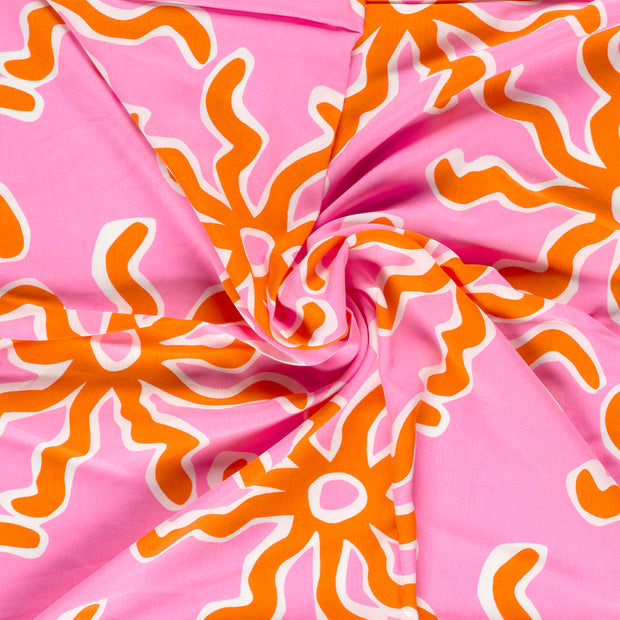 Bambú Poplin tela Naranja estampado 