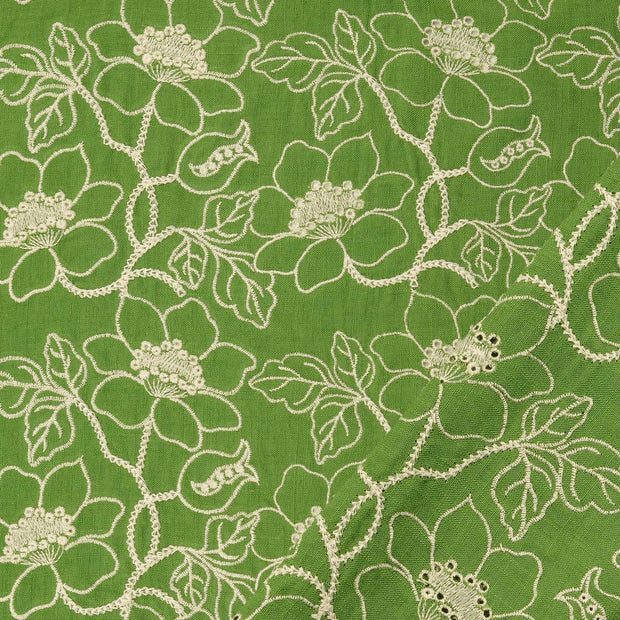  fabric Olive Green embroidered 