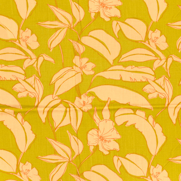 Woven Viscose Linen fabric Lime Green matte 