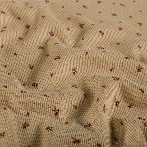 Rib Jersey fabric Flowers Beige