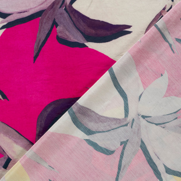 Viscose Nylon Ottoman fabric Leaves printed 