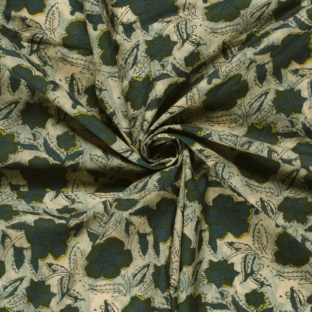 Voile fabric Beige printed 