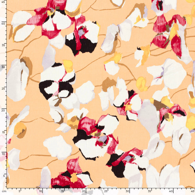 Borken Crepe fabric Abstract Salmon