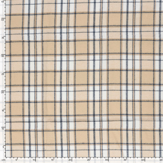 Flannel fabric Checks Beige