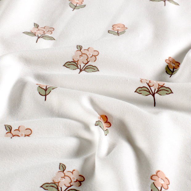 Jersey fabric Flowers Off White