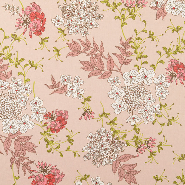 Cretonne fabric Flowers Beige