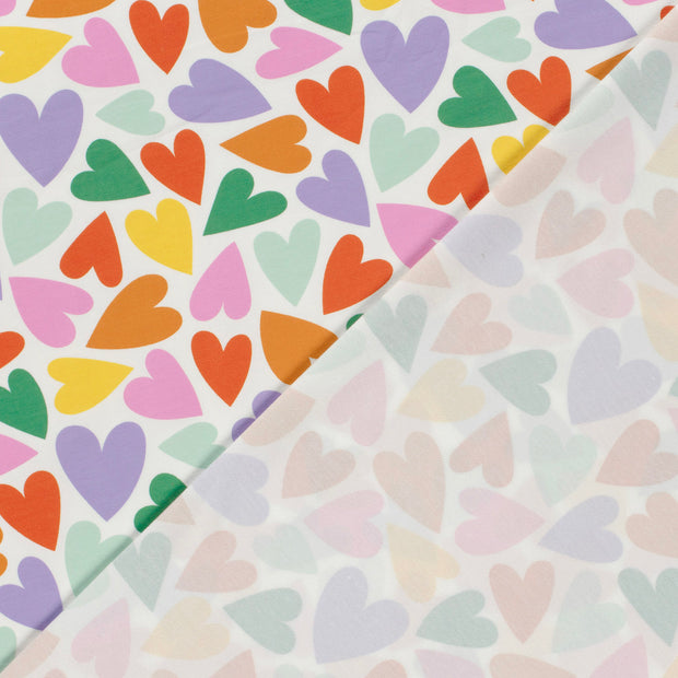 Jersey fabric Hearts printed 