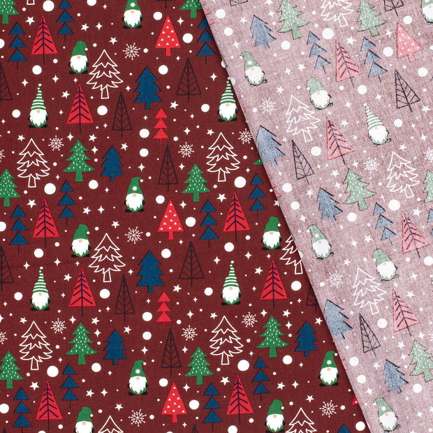 Cotton Poplin fabric Christmas trees printed 