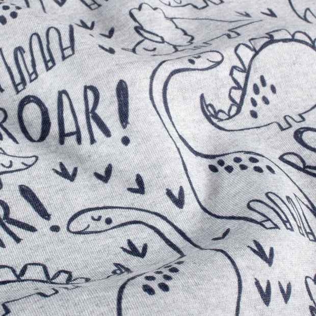 Jogging fabric Dinosaurs Light Grey