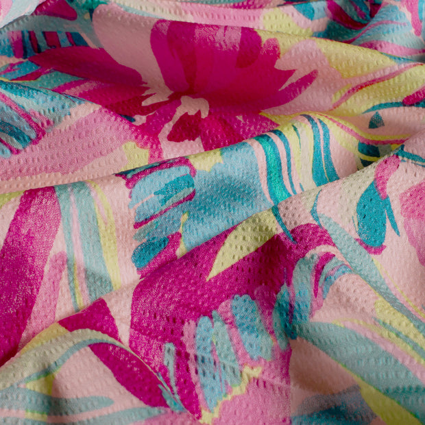 Polyester Bubble fabric Flowers Light Pink