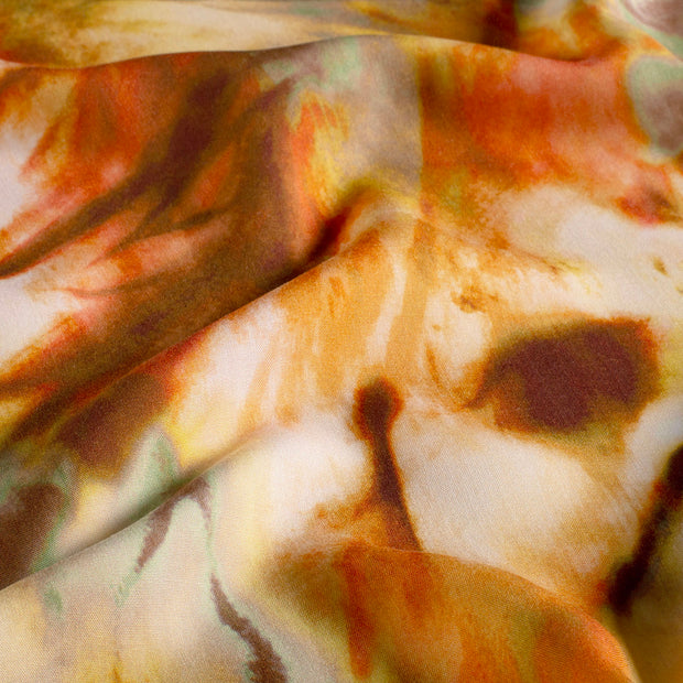Viscose Poplin stof Abstract Oker