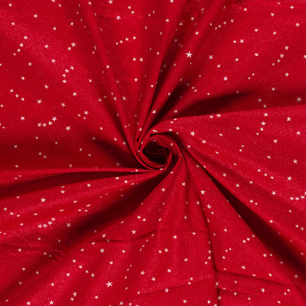 Cotton Poplin fabric Red glitter print 