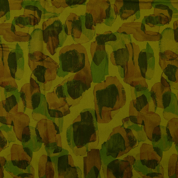 Viscose Poplin fabric Dots Olive Green
