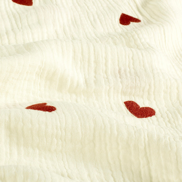 Muslin fabric Hearts Off White
