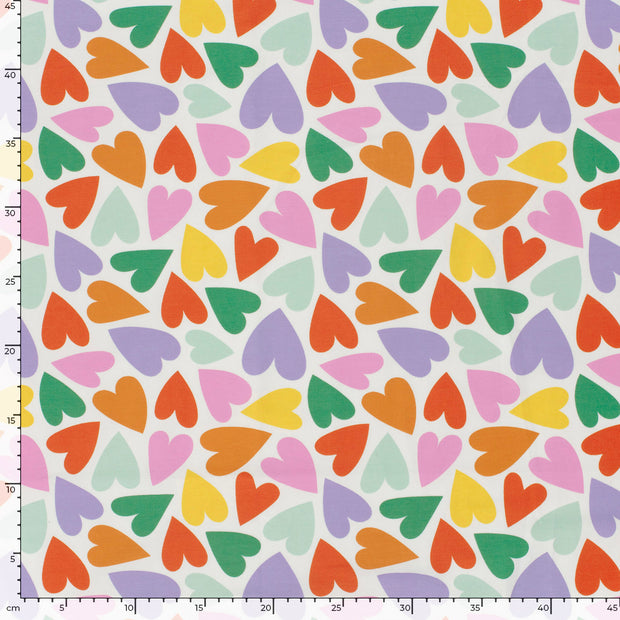 Jersey fabric Hearts Off White