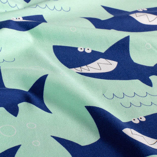 Jersey fabric Sharks Baby Blue
