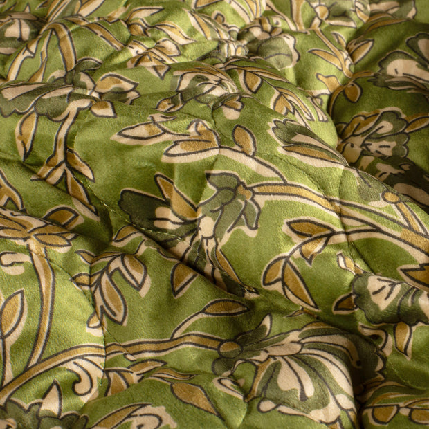 Velvet fabric Flowers Green
