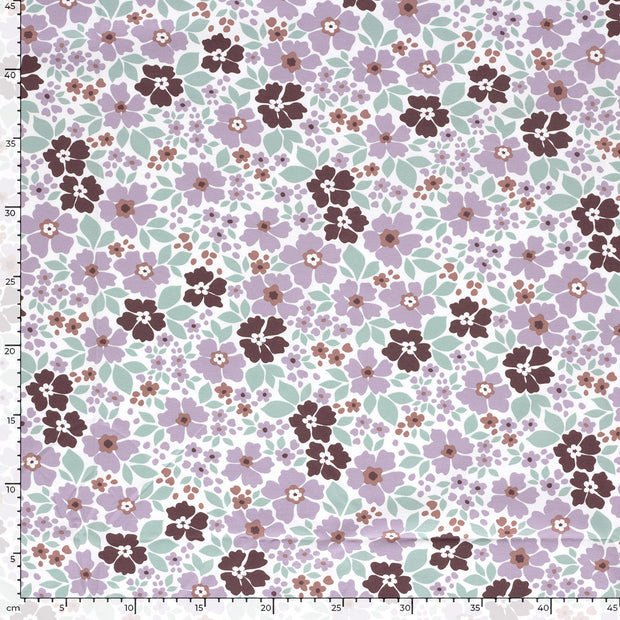 Jersey fabric Flowers Off White