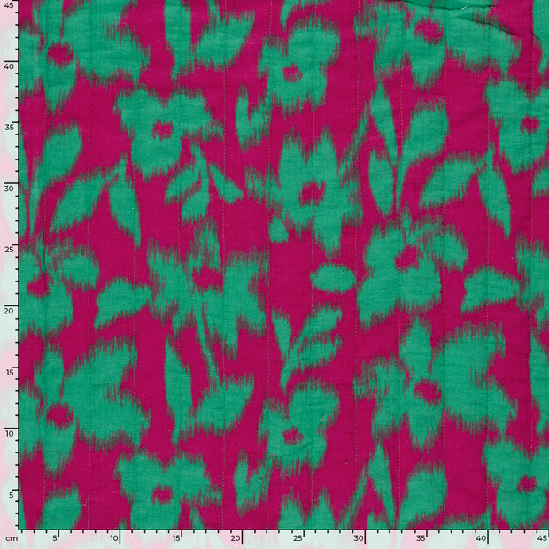 Muslin bounded fabric Leopards Turquoise