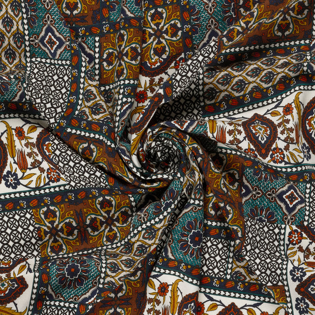 Viscose Satin fabric Turquoise printed 