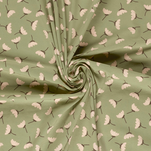 Jersey fabric Olive Green printed 