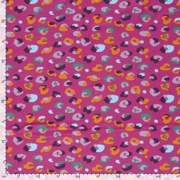 French Terry fabric Leopards Fuchsia