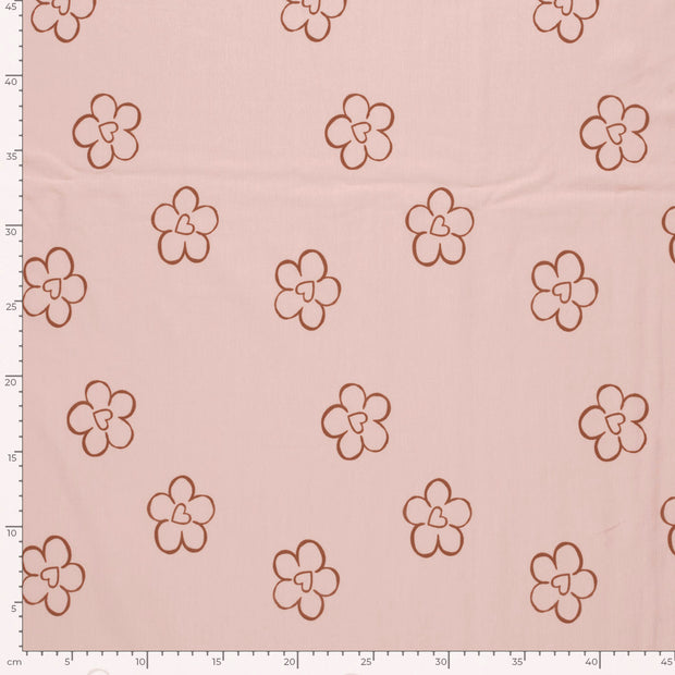 Jersey fabric Flowers Pink