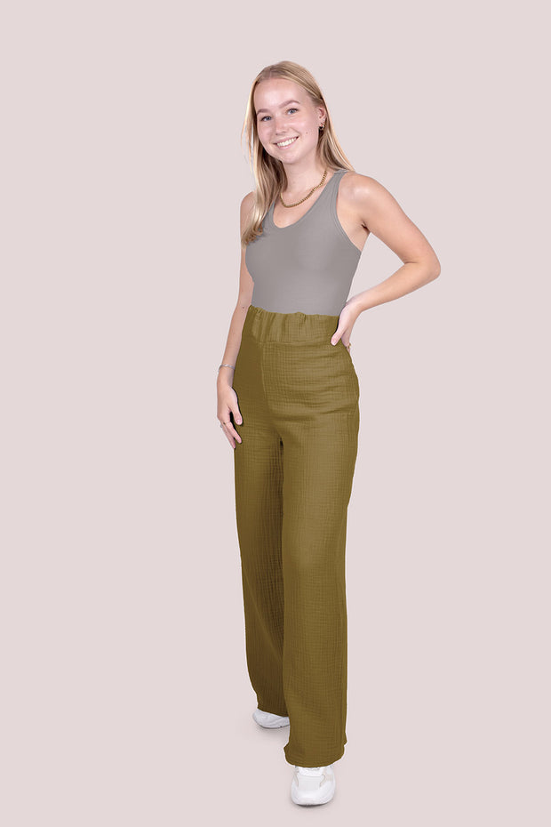 Muslin GOTS organic fabric Unicolour Camel