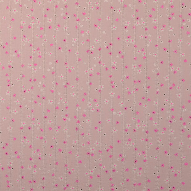 Voile fabric Flowers Pink