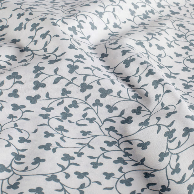 Cotton Poplin fabric Flowers Off White