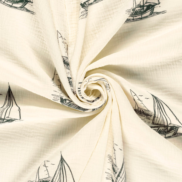 Muslin fabric Space Blue printed 