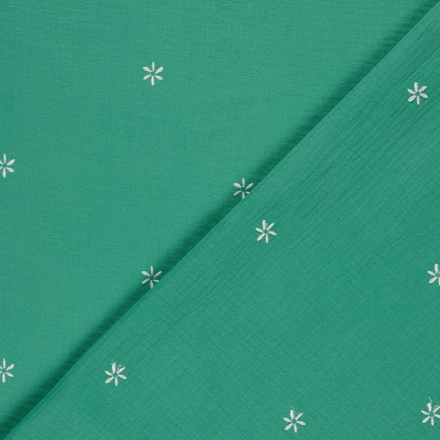 Muslin fabric Flowers embroidered 